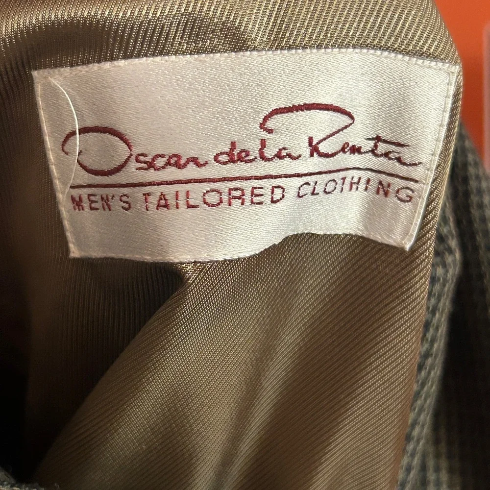 Oscar de la Renta Wool Vintage 90s Houndstooth Suit Jacket 42R Blazer